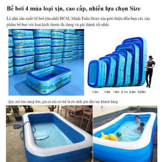 Bể bơi, phao bơi cho bé, bể bơi gia đình kích thước gồm 3m - 2m6 - 2m1 - 1m8 - 1m5 - 1m3 - 1m2, 3 tầng kèm keo và vá.