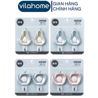 Móc dán tường vilahome, vỉ 2 móc dán tường siêu dính hình quả táo móc dán 9936