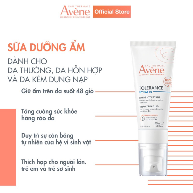 Avene Tolerance Hydra 10 kem dưỡng ẩm dành cho da kém dung nạp 40ml