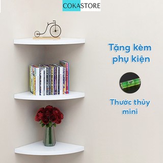 Bộ 3 Kệ Góc COKASTORE Trang Trí Treo Tường Hiện Đại Không Cần Khoan Hình Cung Tròn Kích thước 28x28x1.8cm