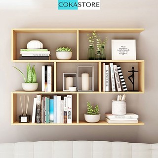 Kệ Sách Gỗ Treo Tường 4 Tầng COKASTORE Kết Cấu Giấu Chân Chắc Chắn, Kích Thước 80 x 82 x 15cm (Nhiều Màu)