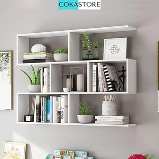 Kệ Sách Gỗ Treo Tường 4 Tầng Cokastore, Kết Cấu Giấu Chân Chắc Chắn, Sang Trọng Kích Thước 120 x 82 x 20cm (KT06)