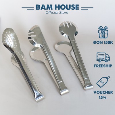 Gắp bánh và kẹp thịt nướng inox Bam House loại lớn đa năng cao cấp GB02