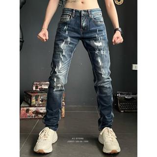 [Jean Denim Guangzhou -668 ] Quần Jeans Nam Dài Màu Xanh Was Cào Trơn From Slim K3 STORE -J2857