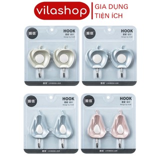 Móc dán tường, vỉ 2 móc dán tường siêu dính hình quả táo móc dán 9936