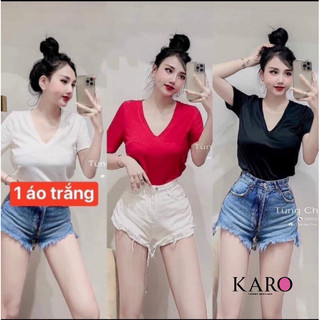 Áo thun cổ tim - áo thun tim cuộn k5174 - carotshop