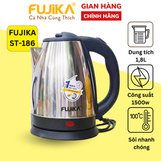 Ấm siêu tốc inox FUJIKA FJ-ST186 dung tích 1.8 lít công suất 1500W, có vạch chia mức nước - Chính hãng BH 12 tháng