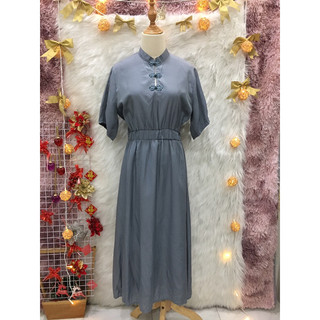 Đầm Cổ Trụ Nút Thắt 2 hand hiệu merlot plus- Size M(#Đ246)