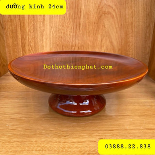 Đĩa trái cây gỗ tràm bông vàng đường kính 24 cm