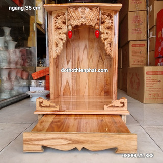 Bàn thờ thần tài ông địa gỗ xoan ngang 35cmx50cm hàng đẹp