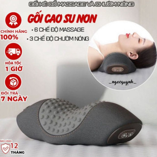 Gối Kê Đầu Tích Hợp Massage Và Chườm Nóng, Gối Ngủ Cao Su Non Thư Giãn, Kê Cổ Giảm Đau Mõi Cổ Vai Gáy ( Mẫu Mới Nhất )