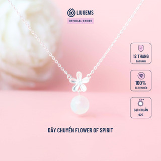 Dây Chuyền Bạc Nữ 925 Liugems Flower Of Spirit Hoa Đá Mặt Trăng Mix Hạt Tròn 8 Ly Nữ Tính, Dễ Thương DC34
