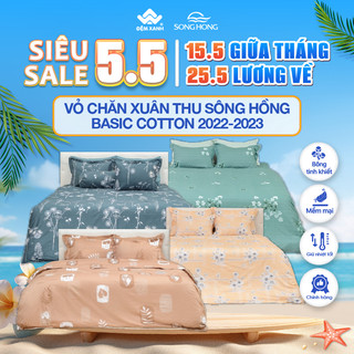 Vỏ chăn xuân thu Sông Hồng basic cotton năm 2022 - 2023