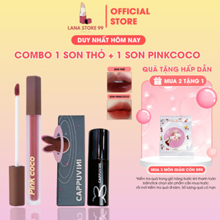 Combo 1 Son thỏ + 1 son Pinkcococ tặng 1 gương son lì mịn môi dưỡng ẩm chống khô môi chống trôi