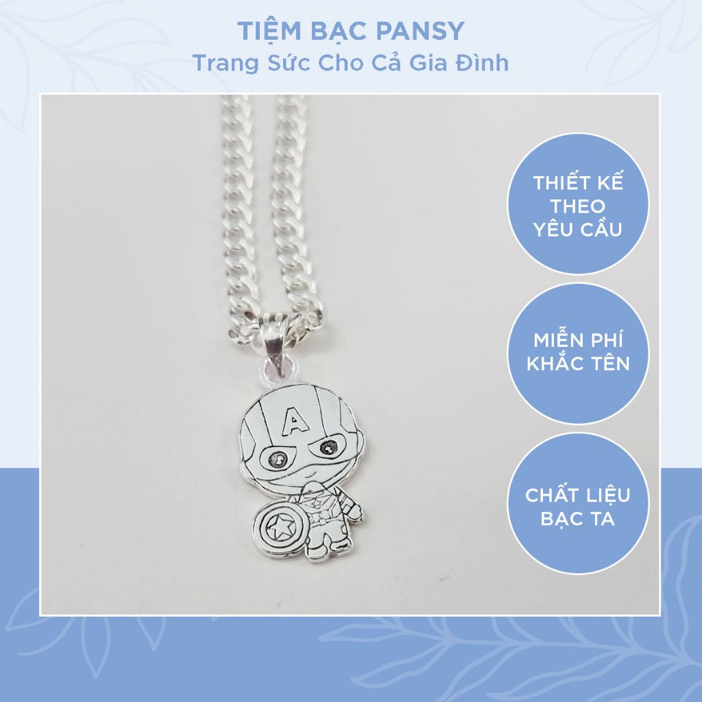 Mặt dây chuyền thiết kế theo yêu cầu (không dây), chất liệu bạc ta cao cấp - TIỆM BẠC PANSY