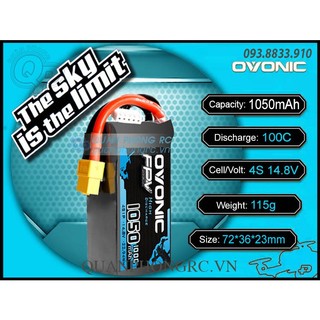 Pin ovonic fpv xanh dương 1050mah 4s 100c 14.8v lipo battery xt30 xt60 plug