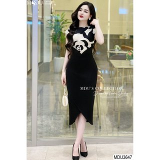  MDU3647 Váy thiết kế thanh lịch, họa tiết bắt mắt, chất Lụa phối Mango Ý mềm mịn cao cấp, không bị dặm ngứa.