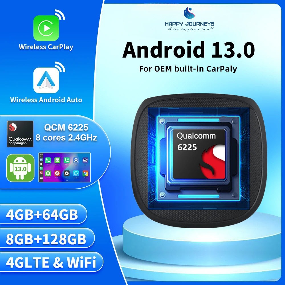 [GT7] Android box cho ô tô, chip Qualcomm 6225 8 nhân 2.4GHz, tặng Vietmap S2 dữ liệu Q1.2024