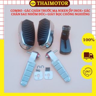 Gác chân trước mạ Niken ốp Inox N3SS+Gác chân nhôm ốc inox 304 salaya, lòng đền đỏ kitaco