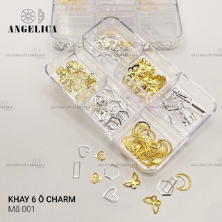Khay charm nail kim loại ánh vàng, ánh bạc trang trí móng ANGELICA KC0