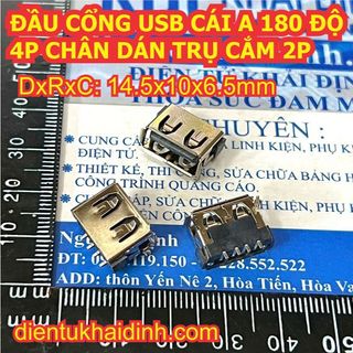 20 cái ĐẦU CỔNG USB CÁI A, 180 ĐỘ 4P CHÂN DÁN TRỤ CẮM 2P kde4484
