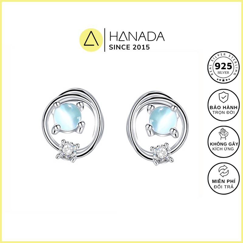 Bông Tai Bạc 925 Hanada Vũ Trụ Xanh 0373 B13