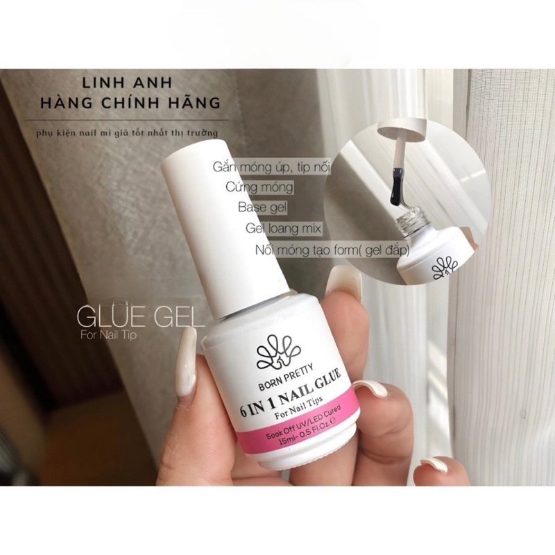 [Hàng chính hãng] Glue Gel 6in1 - Làm Base, Cứng Móng, Gắn Móng Up, Nối Đắp, Loang Vân Đá, Ẩn Gel Tr