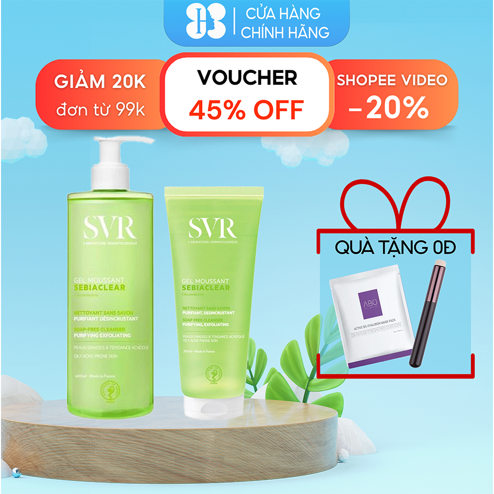 Sữa Rửa Mặt SVR Cho Da Dầu Mụn, SVR Sebiaclear Gel Moussant, Loại Bỏ Tế Bào Da Chết SRM - Hin Cosmet