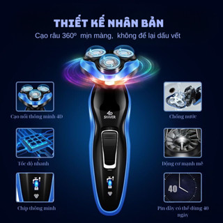 Máy cạo râu 4D đa năng 3 trong 1, cạo râu, tỉa lông mũi, máy cạo râu khô cho nam