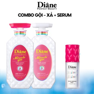 Combo Dầu gội xả, Serum phục hồi sáng bóng dành cho tóc nhuộm tẩy Diane Miracle You Shine Shine