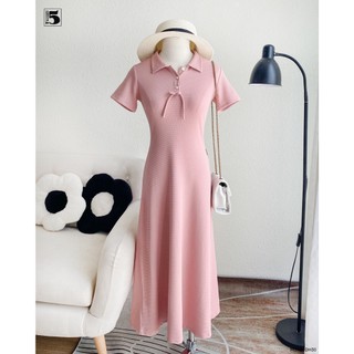 Đầm cổ polo dáng dài, ngắn tay, có nơ ở ngực Twenty.5 -  DH30