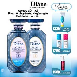 Combo gội xả phục hồi chuyên sâu tóc hư tổn Moist Diane Extra Night Repair 450ml