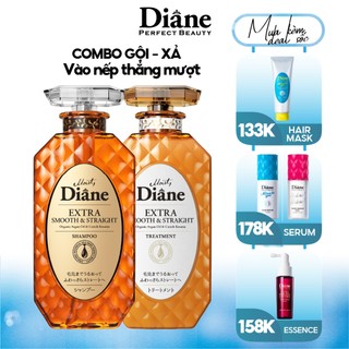 Cặp gội xả Vào Nếp, Thẳng Mượt Moist Diane Extra Smooth & Straight 450ml x 2