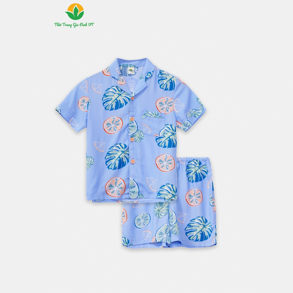 Bộ pijama cho bé chất Lanh, bộ đi biển gia đình thời trang Việt Thắng - B63.2418