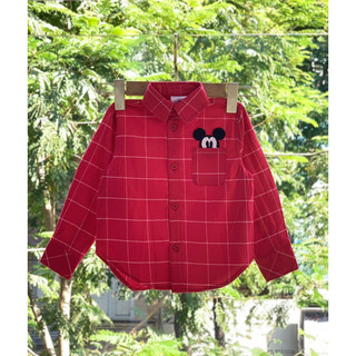 Áo sơ mi mickey màu đỏ dành cho bé trai