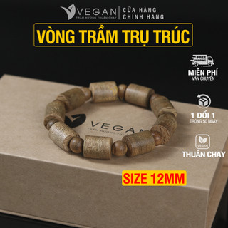 Vòng tay phong thủy Trầm Hương trụ trúc VEGAN thuần chay 12mm