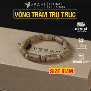 Vòng tay phong thủy Trầm Hương trụ trúc VEGAN thuần chay 8mm