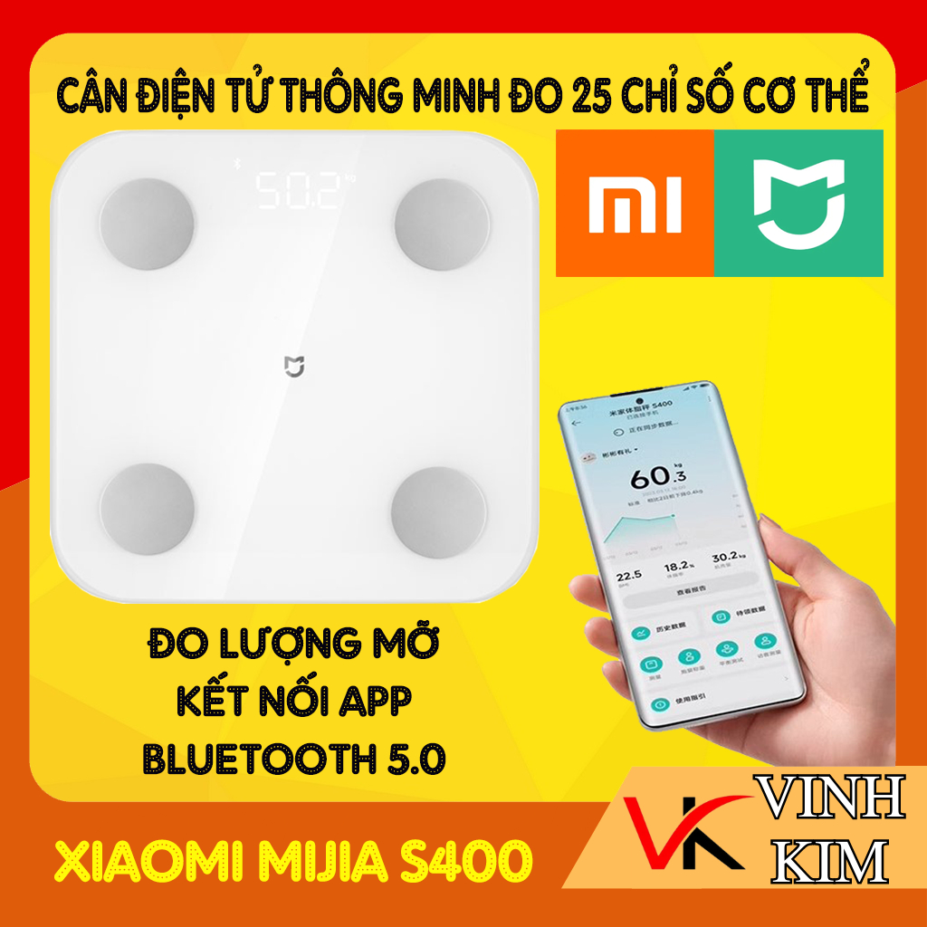 Cân điện tử thông minh Xiaomi Mijia S400, đo lượng mỡ và nhiều chỉ số khác của cơ thể, kếp nối app t