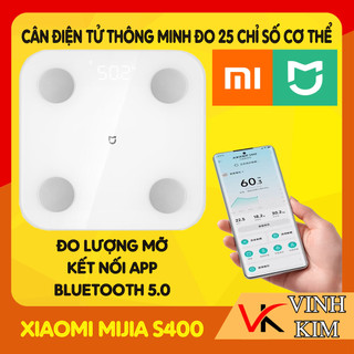  Cân điện tử thông minh Xiaomi Mijia S400 đo lượng mỡ và nhiều chỉ số khác của cơ thể kếp nối app trên điện thoại 