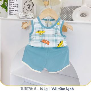 Đồ bộ ba lỗ cho bé kết hợp nhiều họa tiết đáng yêu, TUTI178