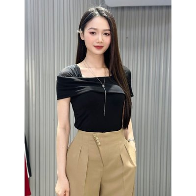 Áo Thun 𝐂𝐂𝐇𝐀𝐓 Dáng Ôm Kiểu Phối Lưới Emly Chất Liệu Thun Co Giãn Cao Cấp 14TNC8003OT