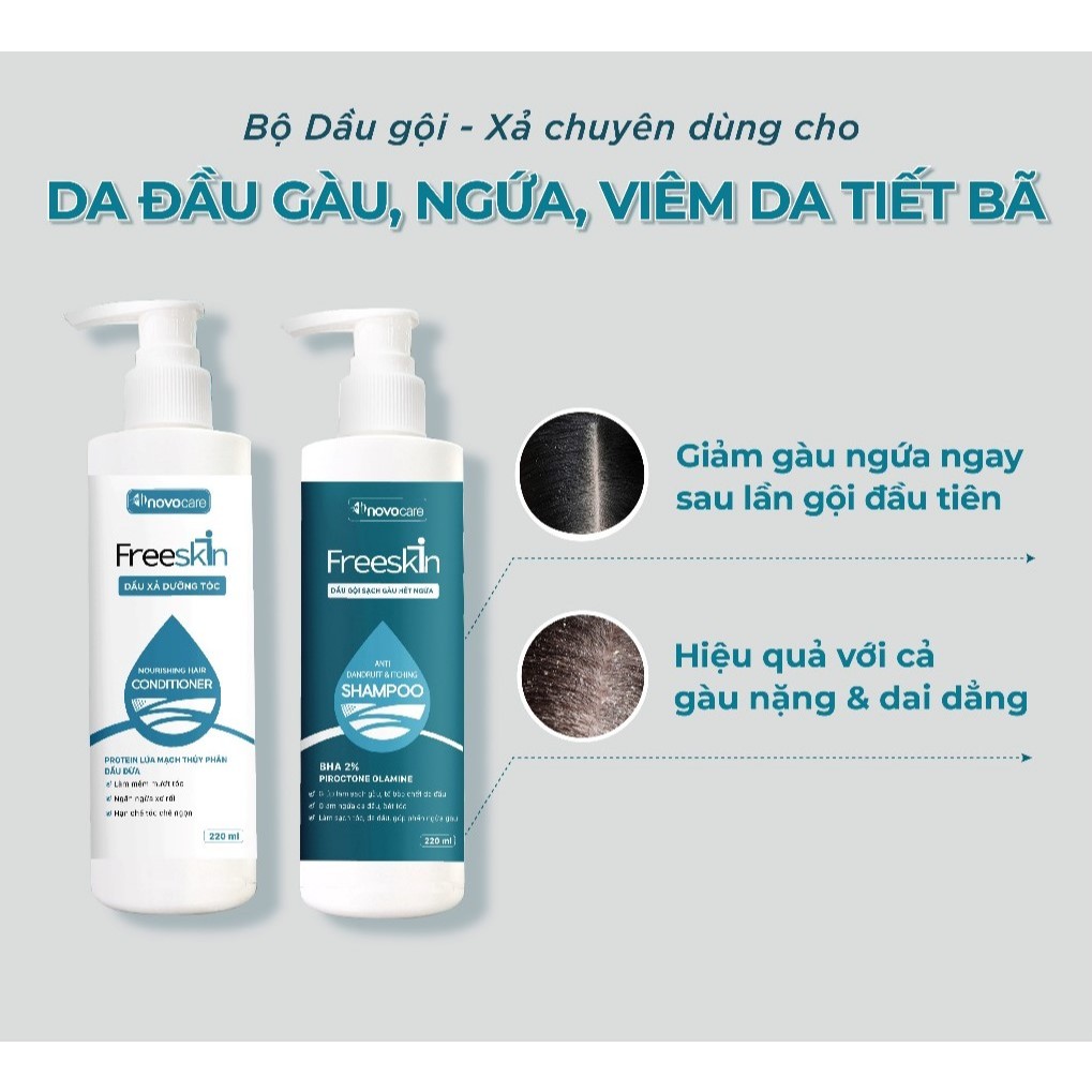 COMBO Dầu Gội, Dầu Xả Freeskin Chuyên Dùng Cho Tóc Gàu, Ngứa, Viêm Da Tiết Bã - Giảm Gàu, Hết Ngứa, 