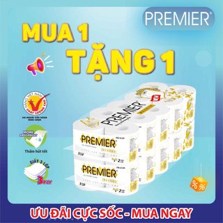 Giấy vệ sinh Premier Deluxe 3 lớp lốc 10 cuộn - Combo 2 lốc
