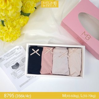 Quần lót nữ cotton kháng khuẩn MB Mabelle 8795 cao cấp phối ren ống 4 màu đủ size