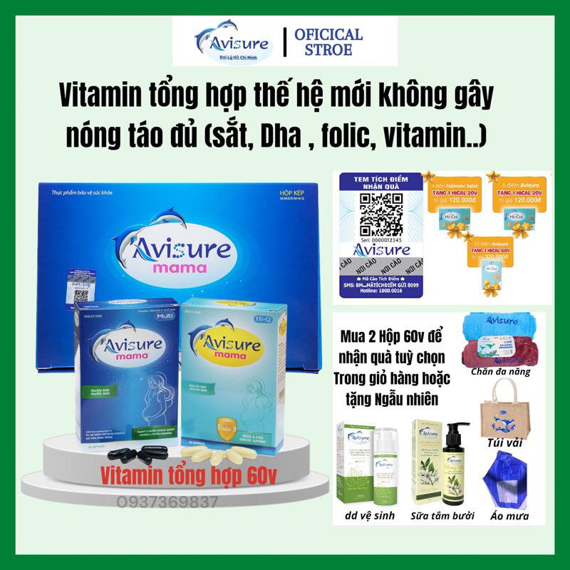 Tích điểm - Vitamin tổng hợp dành cho bà bầu, trước và sau sinh Avisure MAMA Bổ sung Vitamin dha can