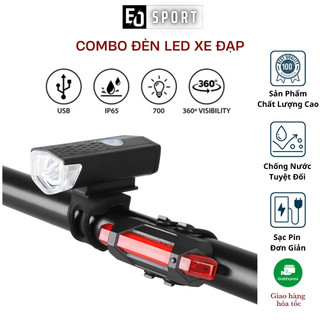 Đèn xe đạp thể thao usb và đèn hậu sáng nhiều chế độ full hộp phụ kiện - EO.sportDZ