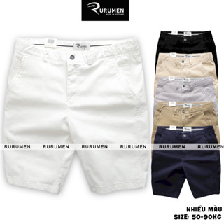 Quần Nam Short Kaki Cao Cấp Co Giãn RURUMEN Quần Đùi Nam Sort VNXK Màu Trắng, Đen, Xám, Kem, Da bò, Xanh Đen