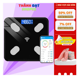 Cân Sức Khỏe Điện Tửc sử dụng Bluetooth, Mặt Kính Cường Lực Chịu Tải Phân Tích Chỉ Số Cơ Thể