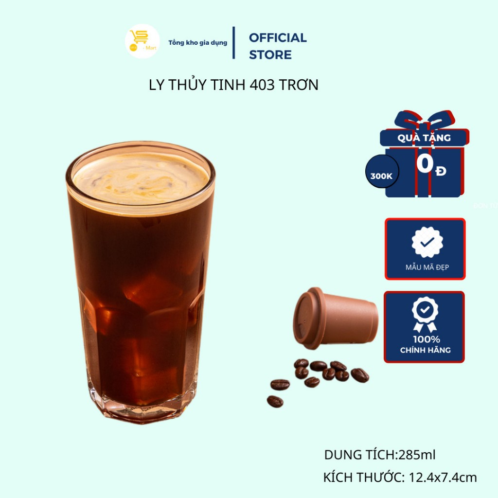 Ly Sinh Tố, Ly Cà Phê,Cốc Thuỷ Tinh, Ly thuỷ tinh 403 trơn (Việt Tiệp) Mta-Mart Trong Suốt, Dày Dặn