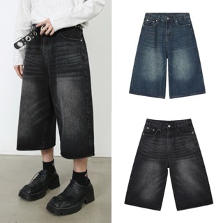 Quần short lửng jeans nam dáng wideleg ống rộng, Quần short baggy jean nam phong cách streetwear, chicano MILOMILA